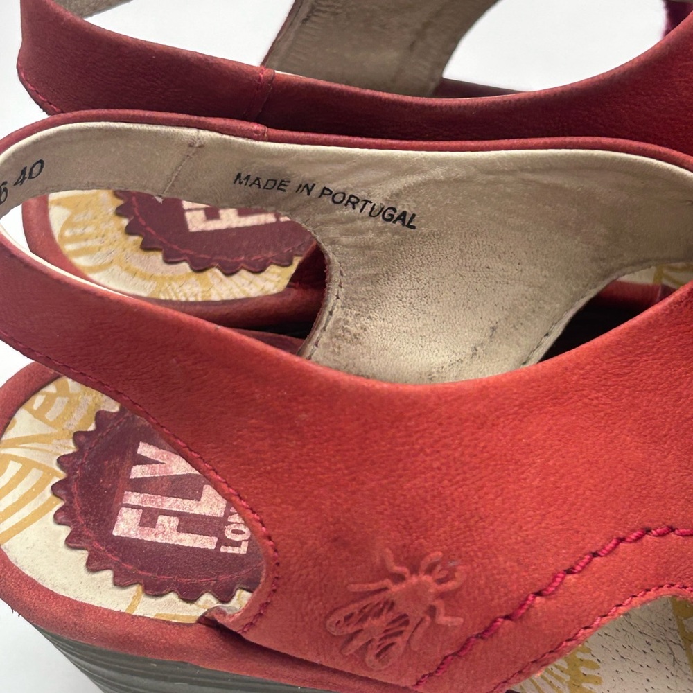 FLY LONDON Red leather wedge sandals Size 40 - Picture 10 of 16
